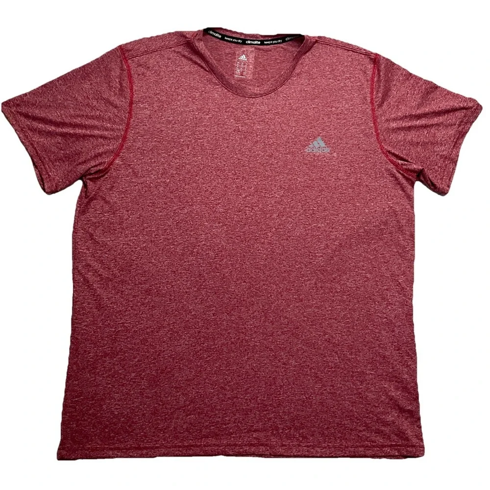 Adidas Climalite Mens Red Short Sleeve Outdoor Shirt Size XL